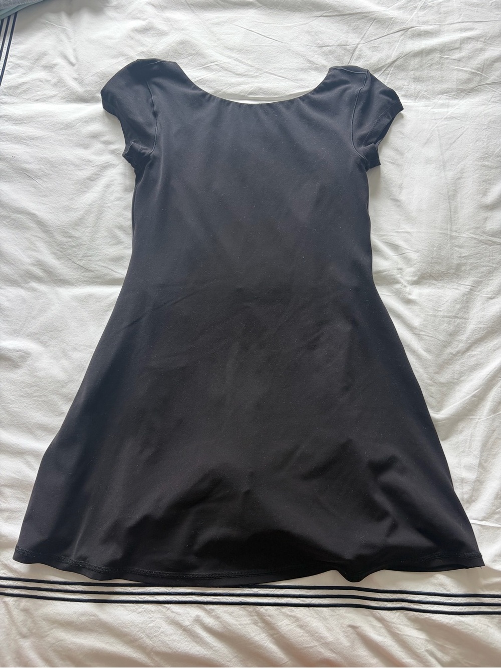 aerie Black Scoop-Neck A-Line Short Sleeve Dress